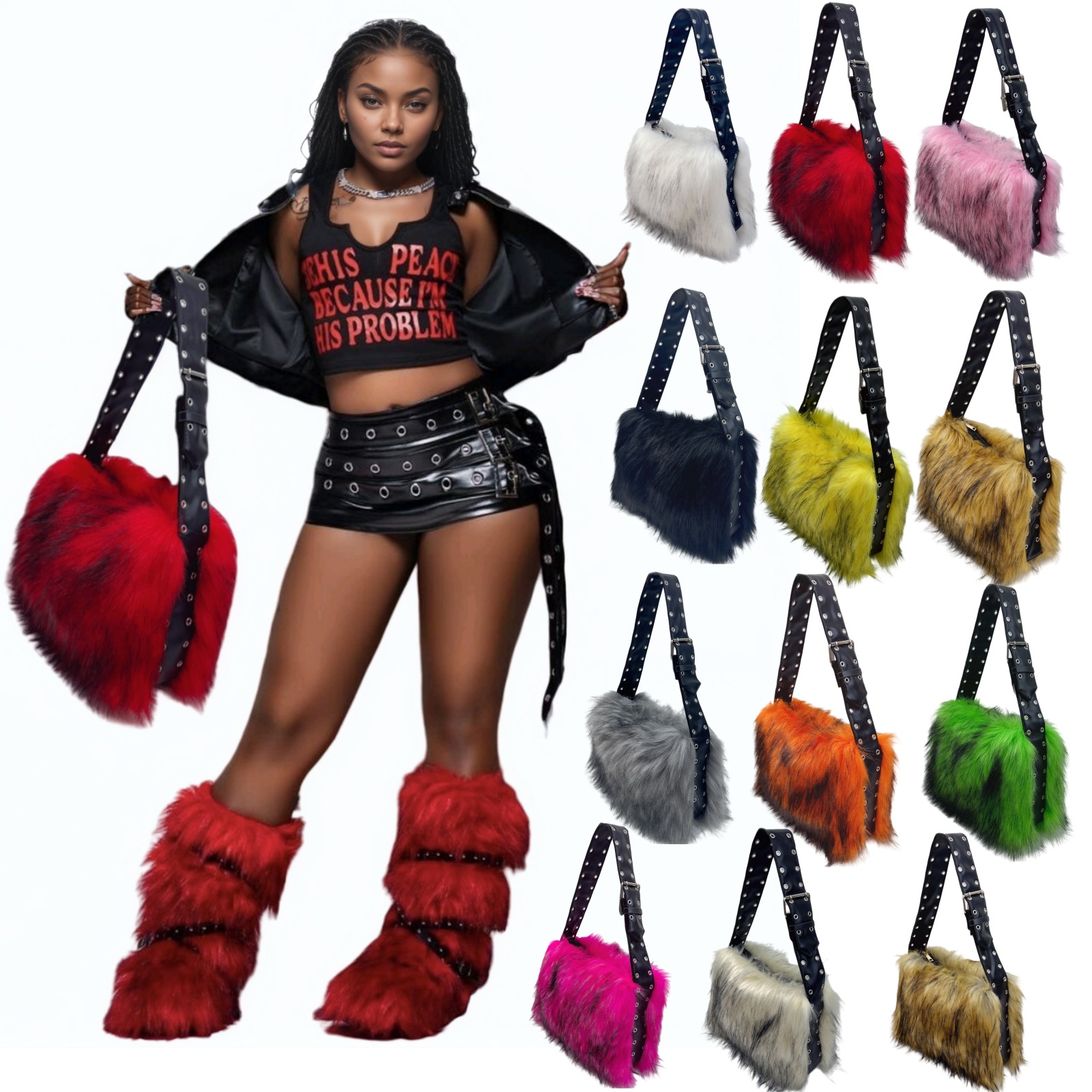 Women'S Y2K Accessories - Torba damska Y2K z imitacji futra