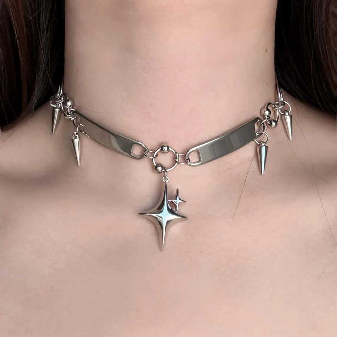 Punkowy choker z nitami, biżut – Women'S Y2K Accessories recenzja i cena